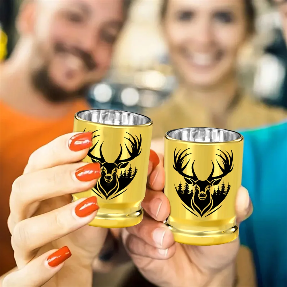 Elk Decoration Golden Plastic Wine Cup Travel Drink Wine Glass Nightclub Bar Party Drinking Shot Glass Gift Set