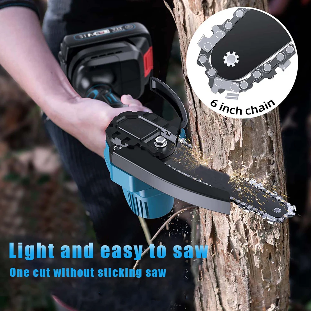 Akku-Holzbearbeitungssäge, 6 Zoll, bürstenloser Elektro-Kettensäge, Garten-Elektrowerkzeug für Makita 18V Akku – Detail 7