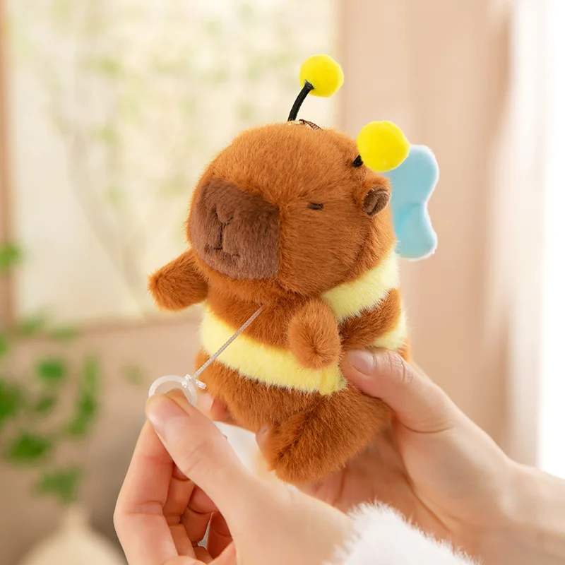 1-20PCS Cute Cartoon Capybara Pendant Plush Bee  Doll Bag Hanging Ornaments  Jitterbug Wings Bee Water Dolphin Keychain