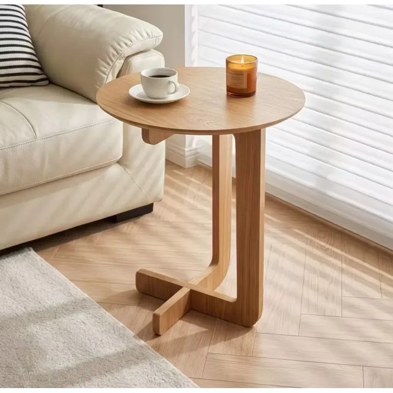 Mid-century Small Coffee Table for Balcony,Nordic Modern Minimalist Solid Wood Side Table