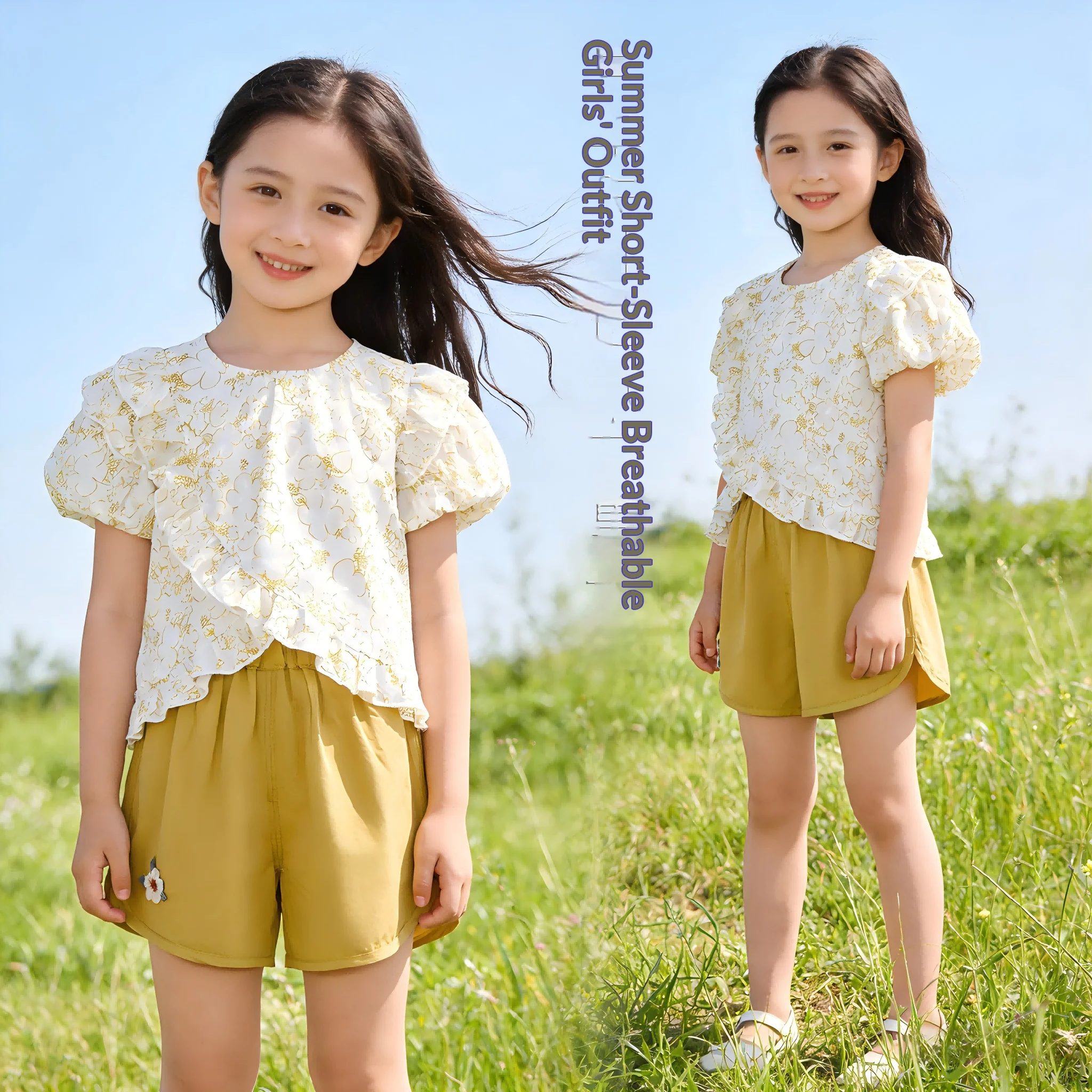 Summer Thin Breathable Air Conditioning Suit Set for Girls Toddler Outfit Lightweight Comfortable Separate Body Outerwear