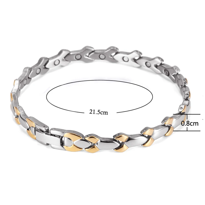 Rainso Therapy Magnetic Bracelet For Women Stainless Steel  Bracelet 4in1 Bio Power Negative Ion Bracelet New IN Christmas gift