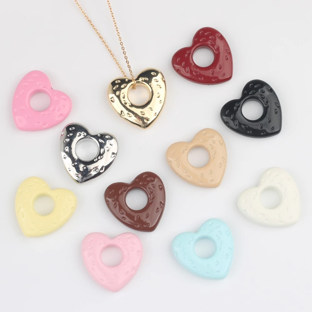 10pcs Fashion Hollow Out Color Heart Shape Pendant Jewelry Making Accessories Handmade DIY Bracelet Earrings Necklace Ornament