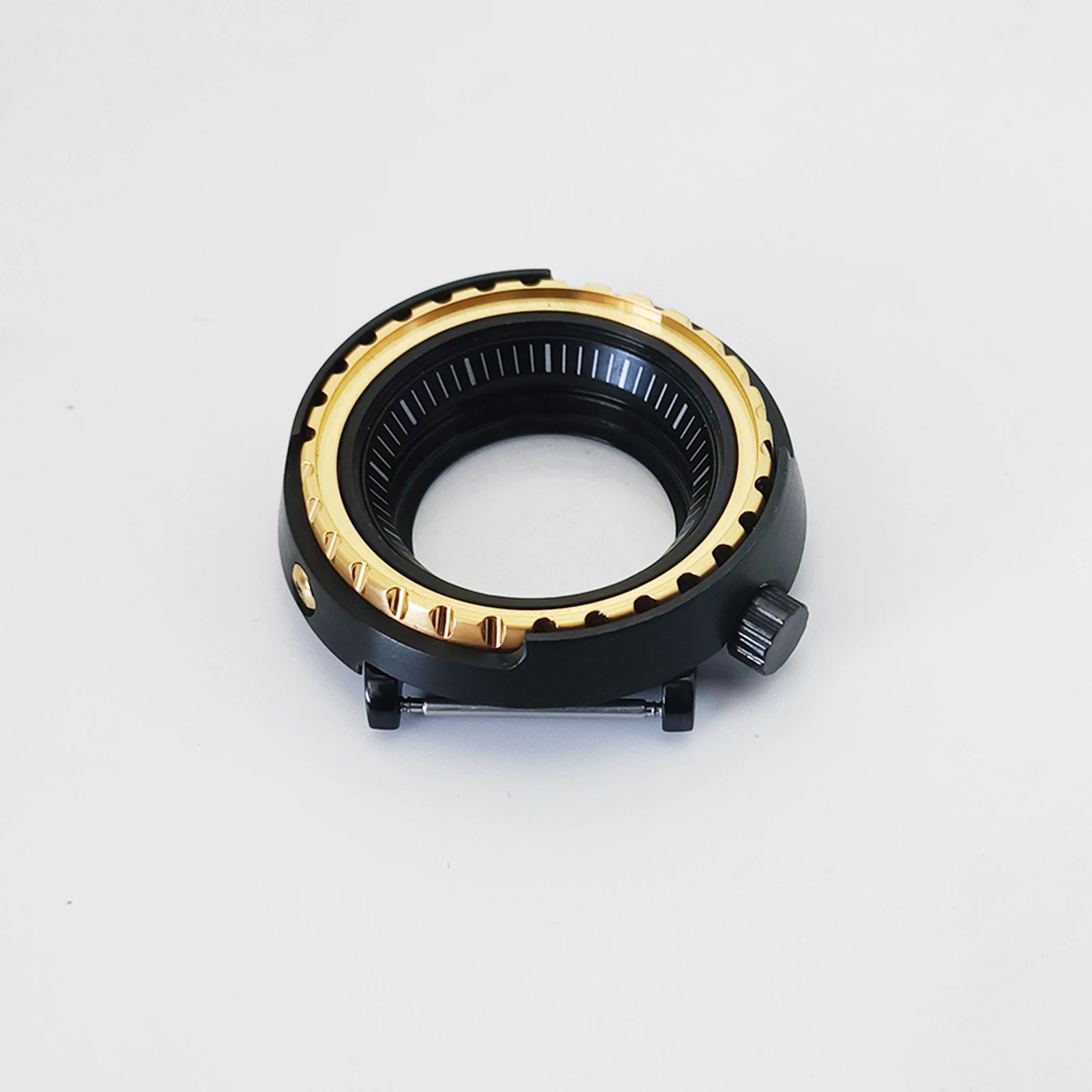 Mod Black Tuna Can Case NH35 Case Gold Bezel Aluminum Insert Sapphire Glass Stainless Steel Watch Case