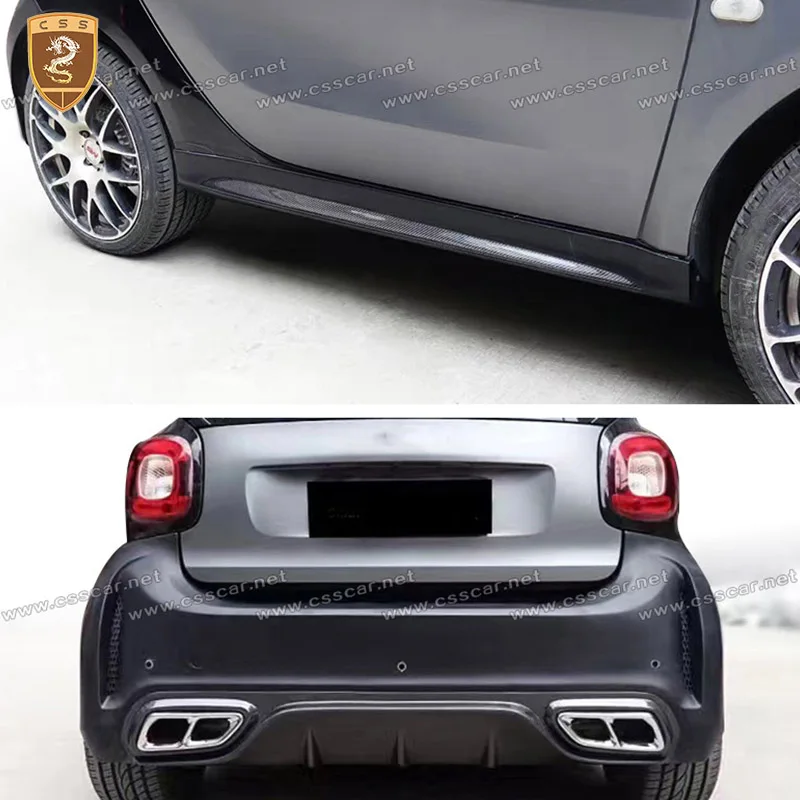 FRP With Carbon Fiber Material Car Wide Front Rear Bumper Protection Guard Body Kit For Benz Smart  453 2016 Upgrade AMG Style