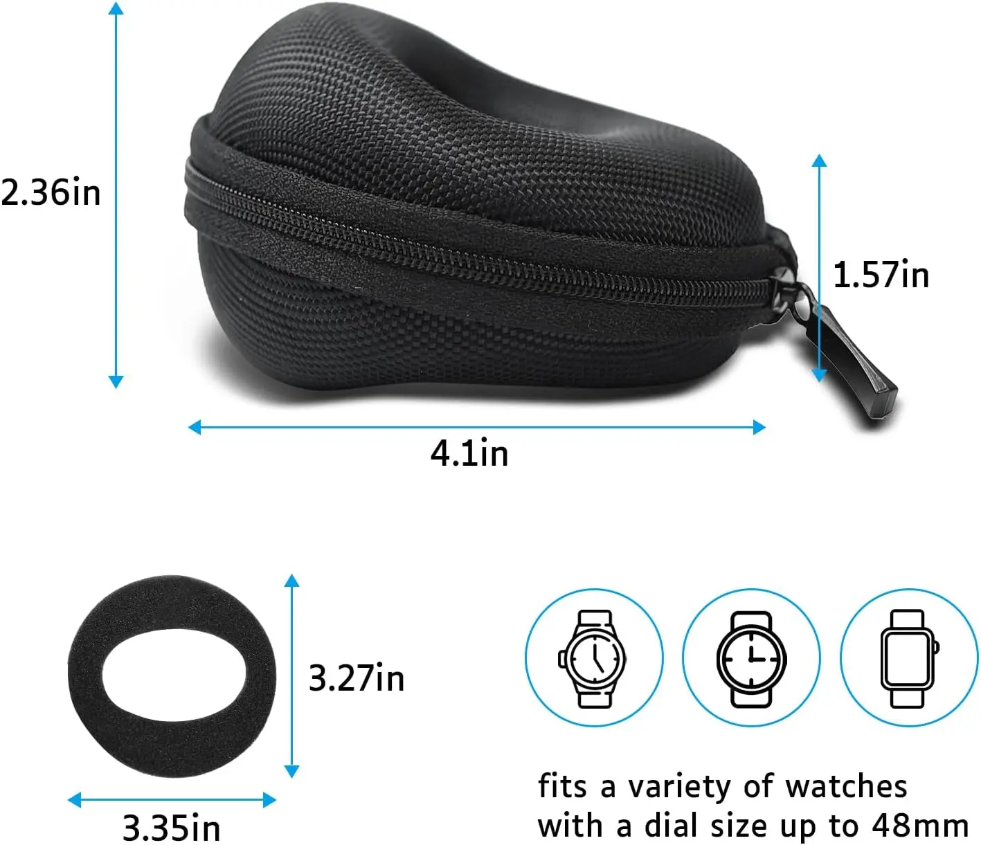 Tragbare Uhrenbox mit Reißverschluss für Reisen, staubdichte Einzeluhren-Aufbewahrungsbox für Armbanduhren und Smartwatches, Weihnachtsgeschenk – Detail 5