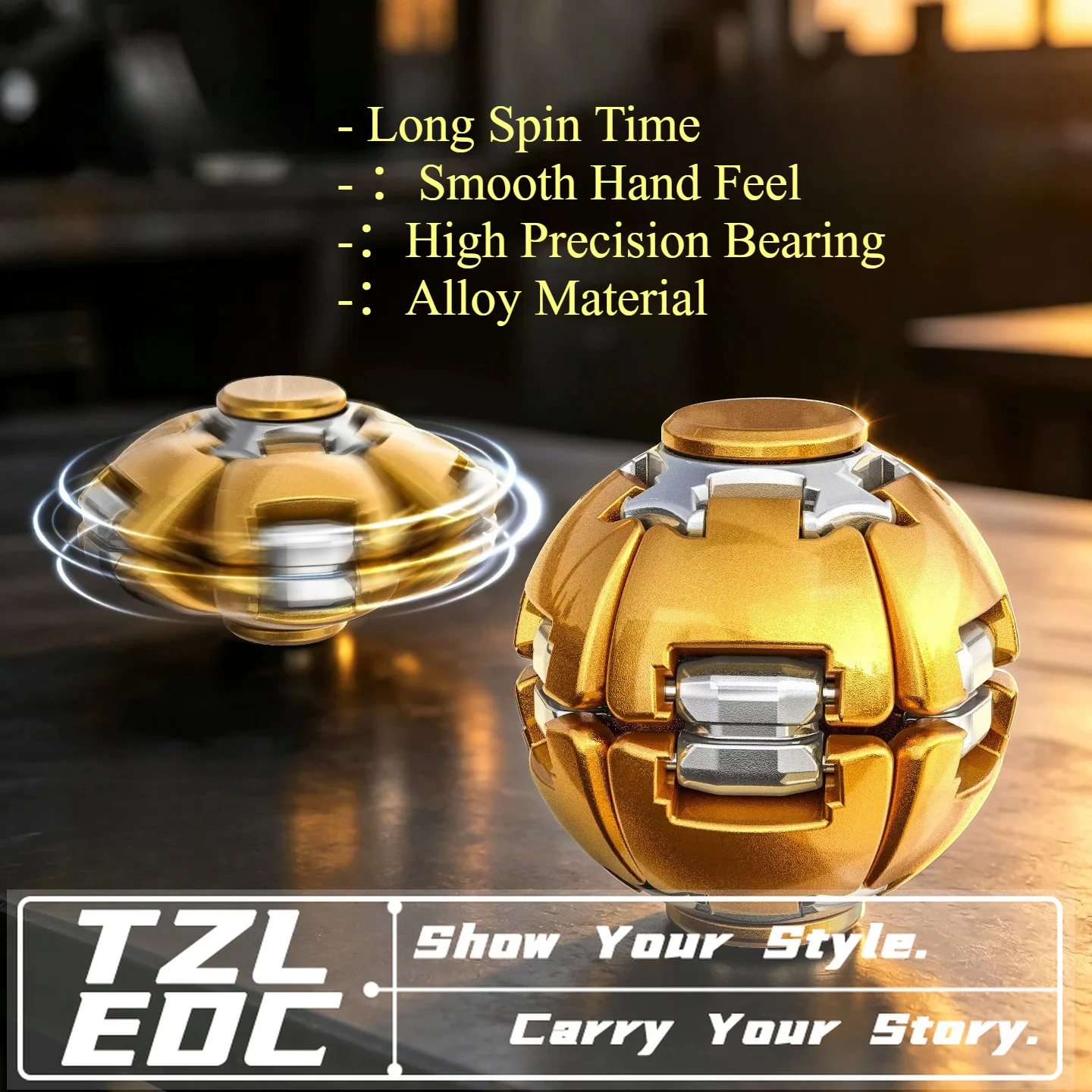Metal Press To Spin Gyro Ball Fidget Spinner EDC Hand Toy Desktop Stress Relief Leisure Decompression Gift Toy For Adults