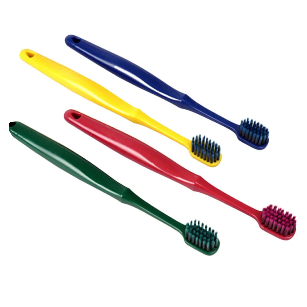 

4Pcs Red and Green Yellow and Blue Wide Head Toothbrush Soft Bristle Household Oral Tool Travel Friendly