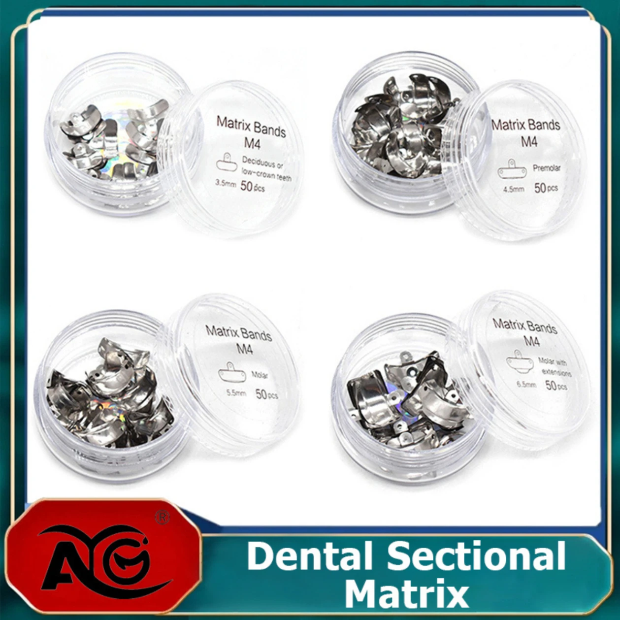

50PCS/Box AG Dental Metal Matrices Sectional Contoured Matrix Refill Forming Sheet Resin Clamping Seperating Ring Dentistry