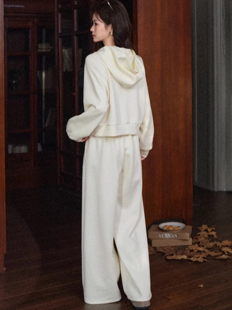 ALXNAN-pantalones informales de cintura alta para mujer, pantalón ancho plisado con cintura elástica, drapeado suave, transpirable, versátil, L57960