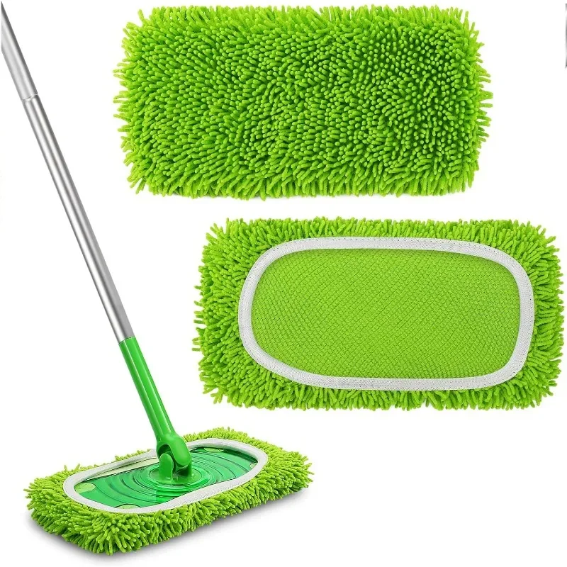 

2 pieces reusable dry wipes, microfiber wet mop pad, sweeping mop replacement