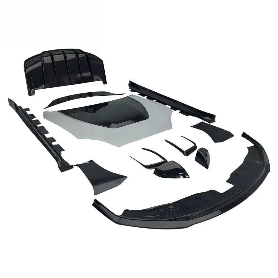 V Type Dry Carbon Fiber Front Bumper Lip Front Bumper Spoiler Aero Body Kits for Model S 2022-2024