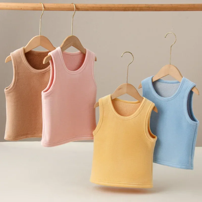 

Одежда для мальчиков и девочек 10, 12, 13 лет, детский топ на бретелях, жилеты, осень-зима, флисовый толстый детский теплый жилет, термобелье для подростков