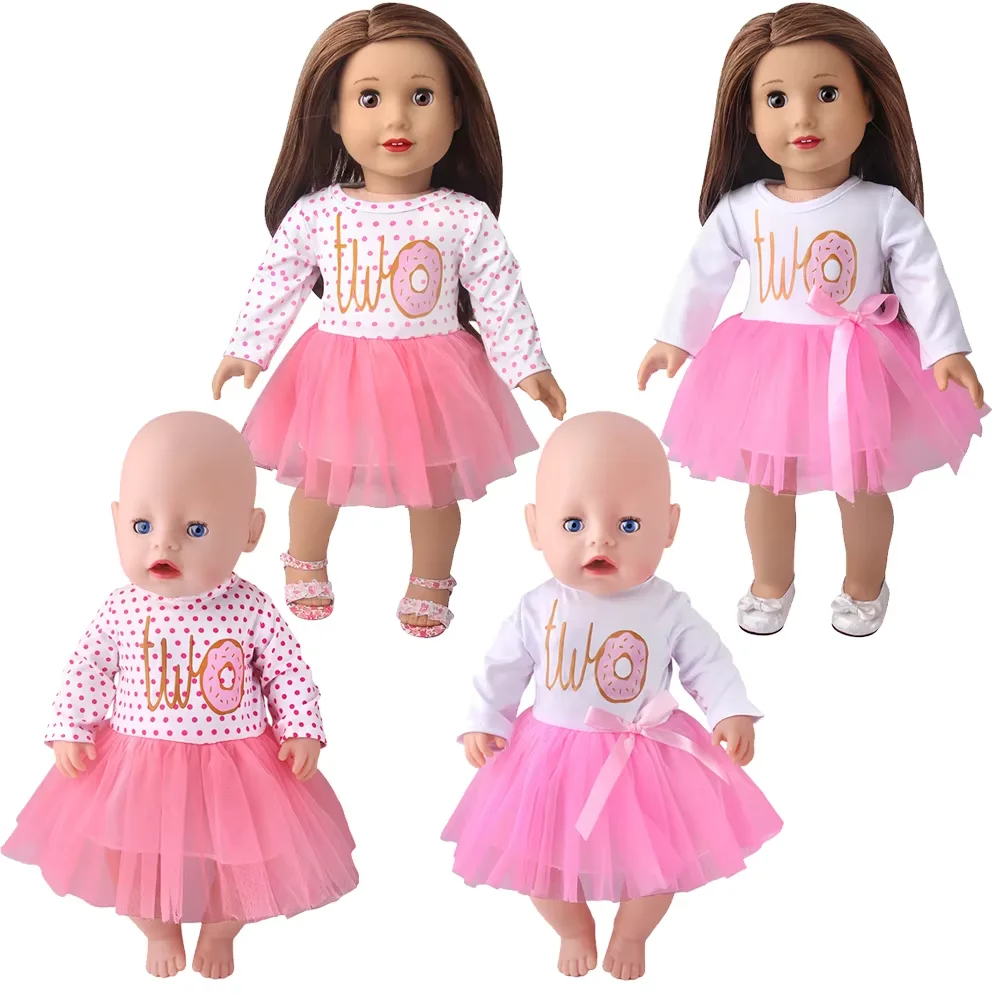 

Donut Pink Tulle Dress American 18 Inch Girl Doll Dresses Ours & Generation 43 cm Baby Dolls Cute Skirt Accessories