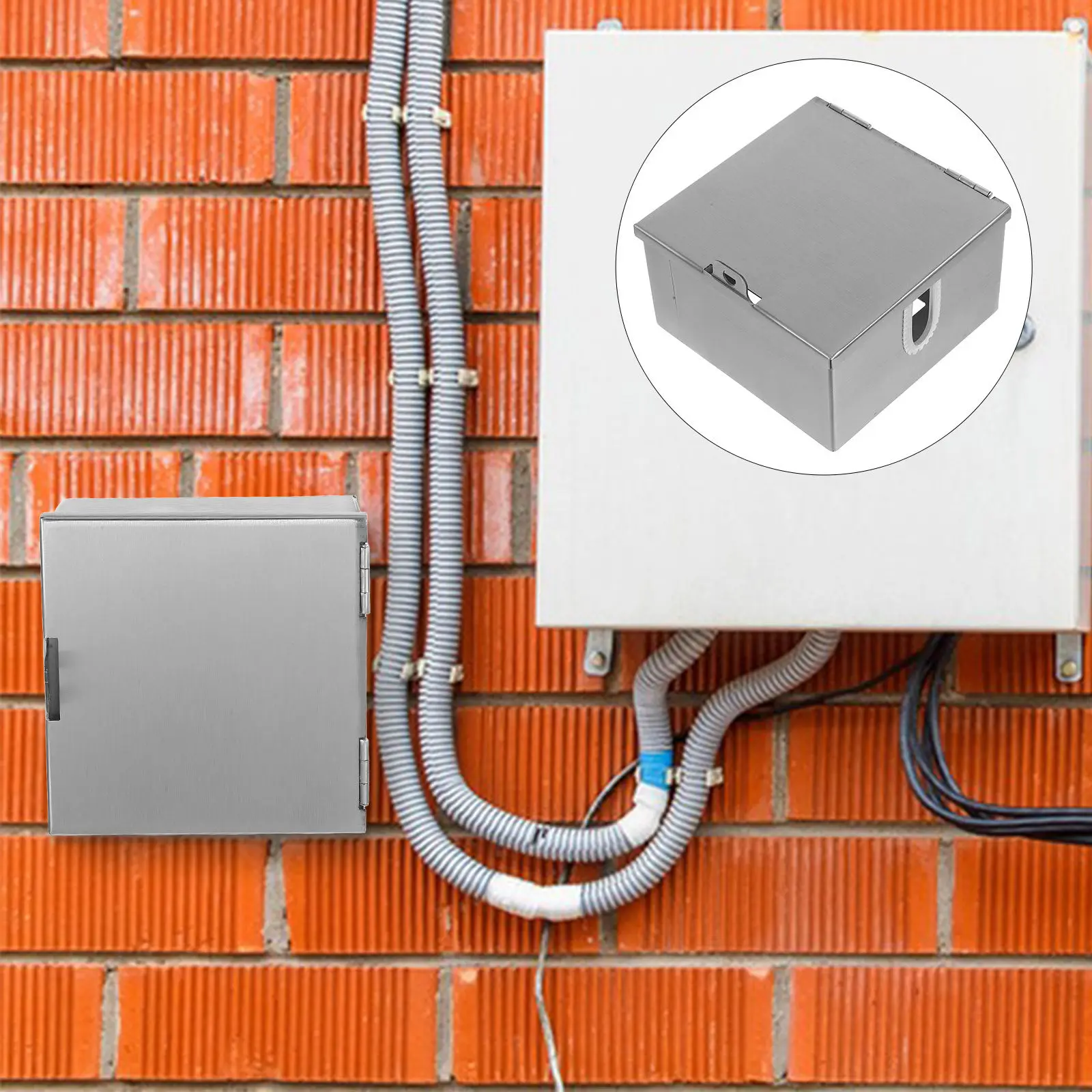 Stainless Steel Outdoor Electrical Outlet Box Anti-Theft Weatherproof Metal Socket Cover Electrical Enclosure Metal Project Box