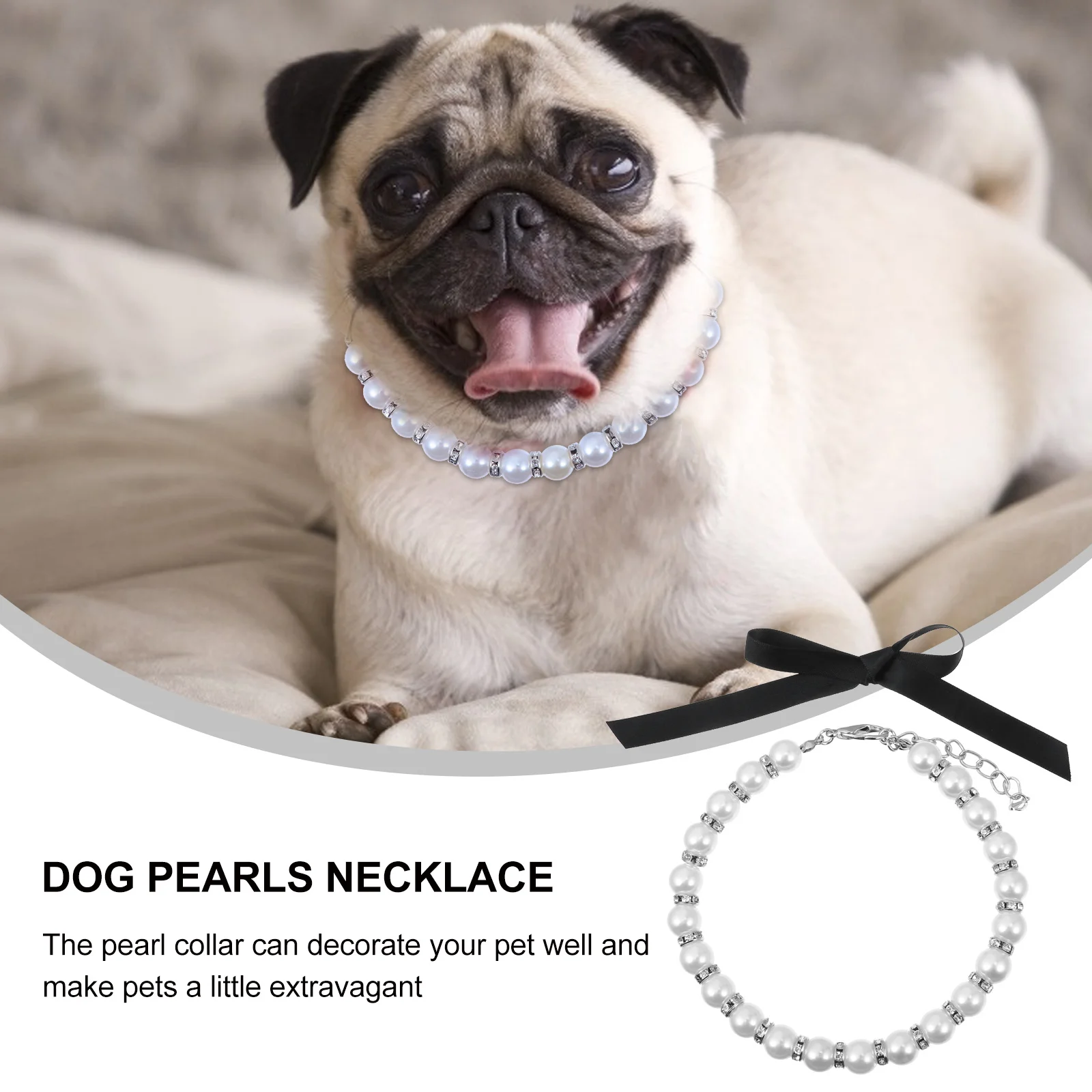 

1Set Pearl Pet Collar Adjustable Jewelry Bow Dog Pearls Necklace Cat Wedding Pearls Collar Party Supplies Pet Supplies