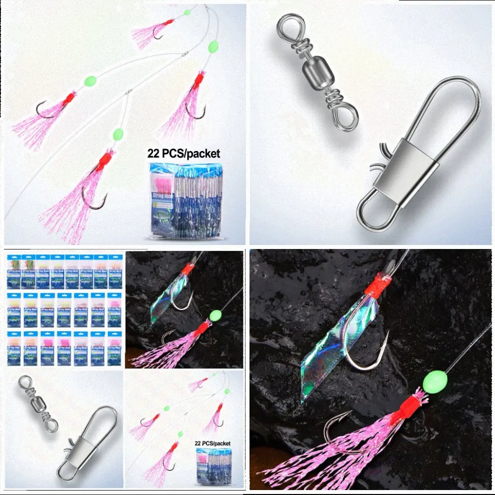 Fishing Bait Rigs 22 Packs Fish String Hooks with Nylon Line and Steel Hooks for Freshwater Fishing on Small Fish Species