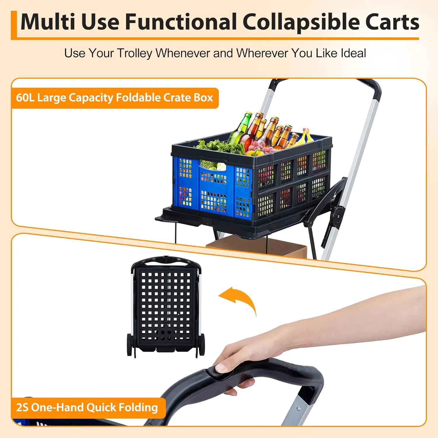 1 عربة تسوق من الألومنيوم + Pp بطبقة مزدوجة 996*613*1084 مم سلة واحدة #4