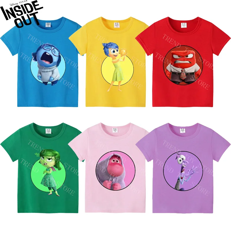 

Disney Inside Out 2 Children T-shirt Bing Bong Joy Sadness Anger Disgust Cute Cartoon Cotton Short Sleeve Boys Girls Kawaii Tops