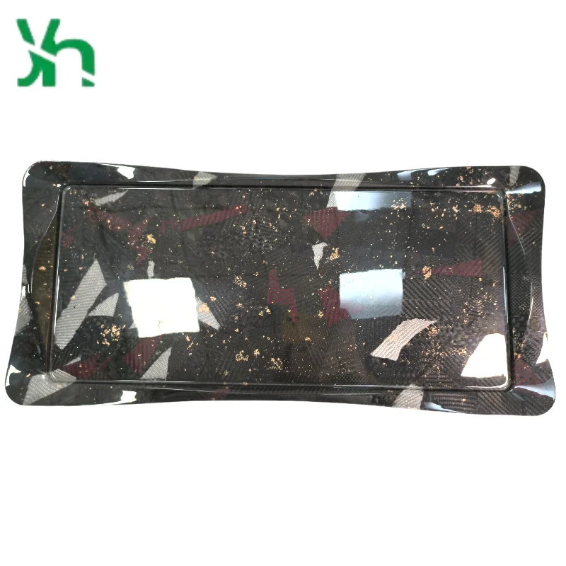 Bandeja de fibra de carbono seca 3K 30x25 cm, patrón de tejido mixto, placa forjada única
