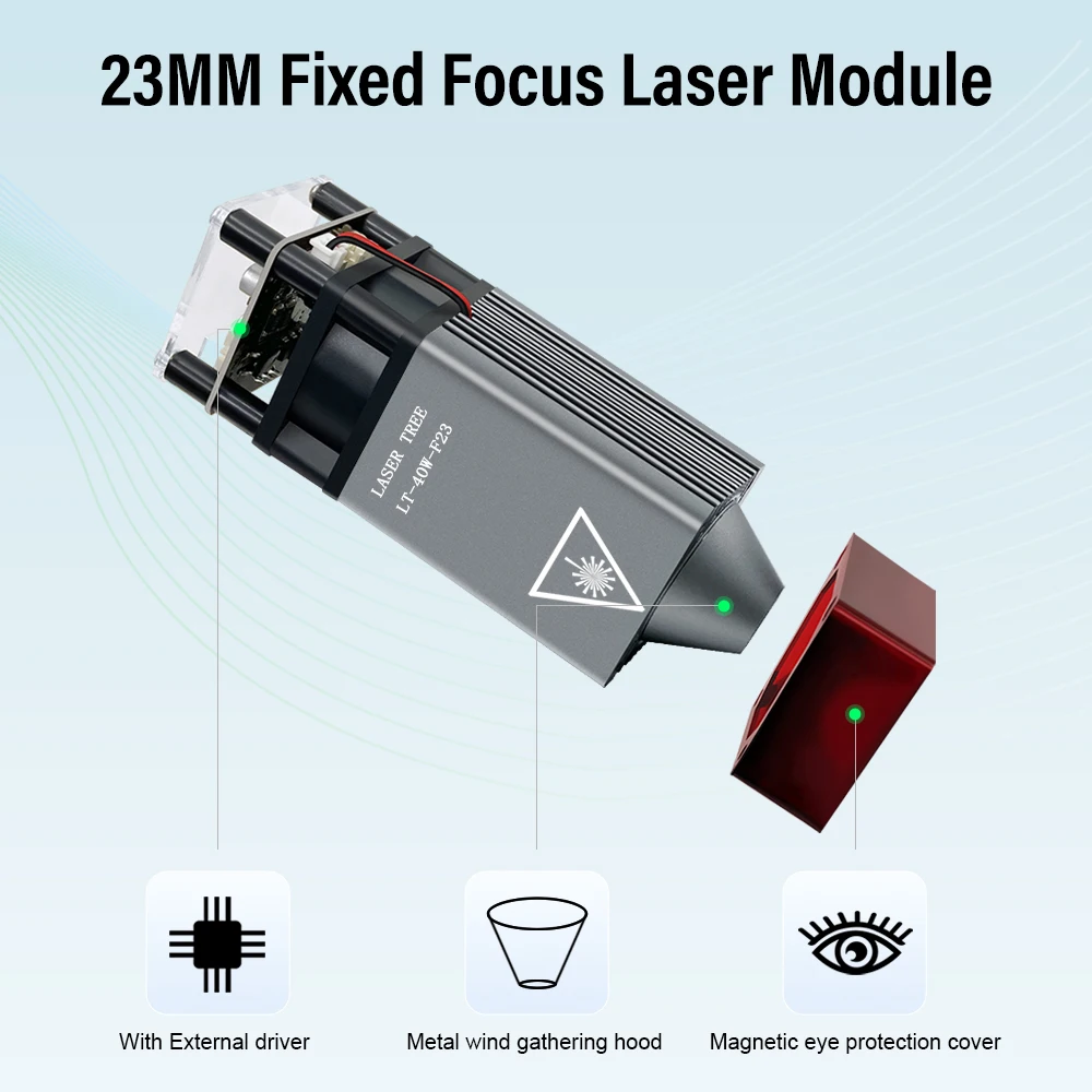 LASER TREE-Módulo Laser para Gravador, Laser Azul, Módulo TTL, Gravura CNC DIY, Máquina de Corte, Ferramentas de Madeira, 5W, 450nm