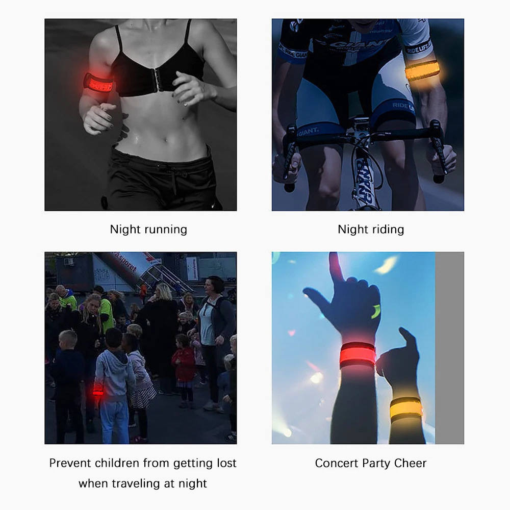 led lights Geometric figure hand clap circle pat ring luminous wristband Arm Ring Warning Signal Lamp Self Defense party light