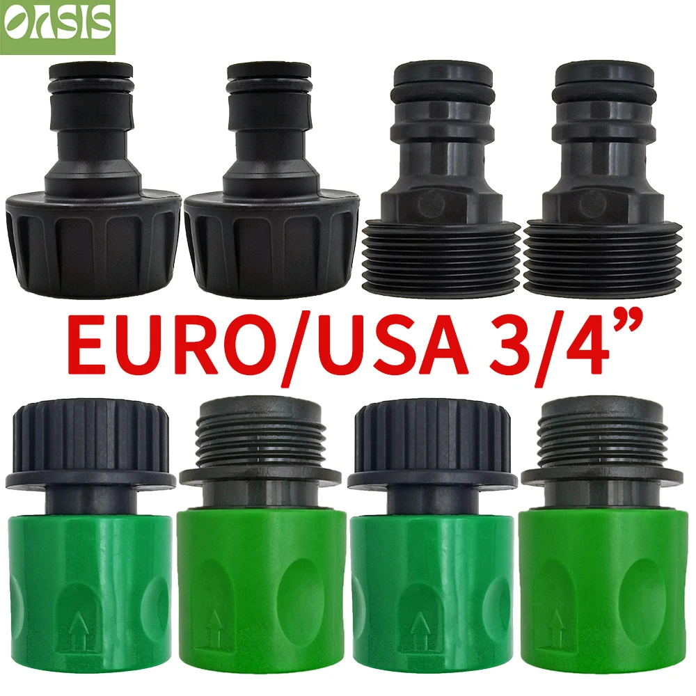 Oasis Quick Connector Nipple EURO USA 3/4 Inch Male Threaded Hose Pipe Adapter for Garden Tubing Drip Irrigation Watering System