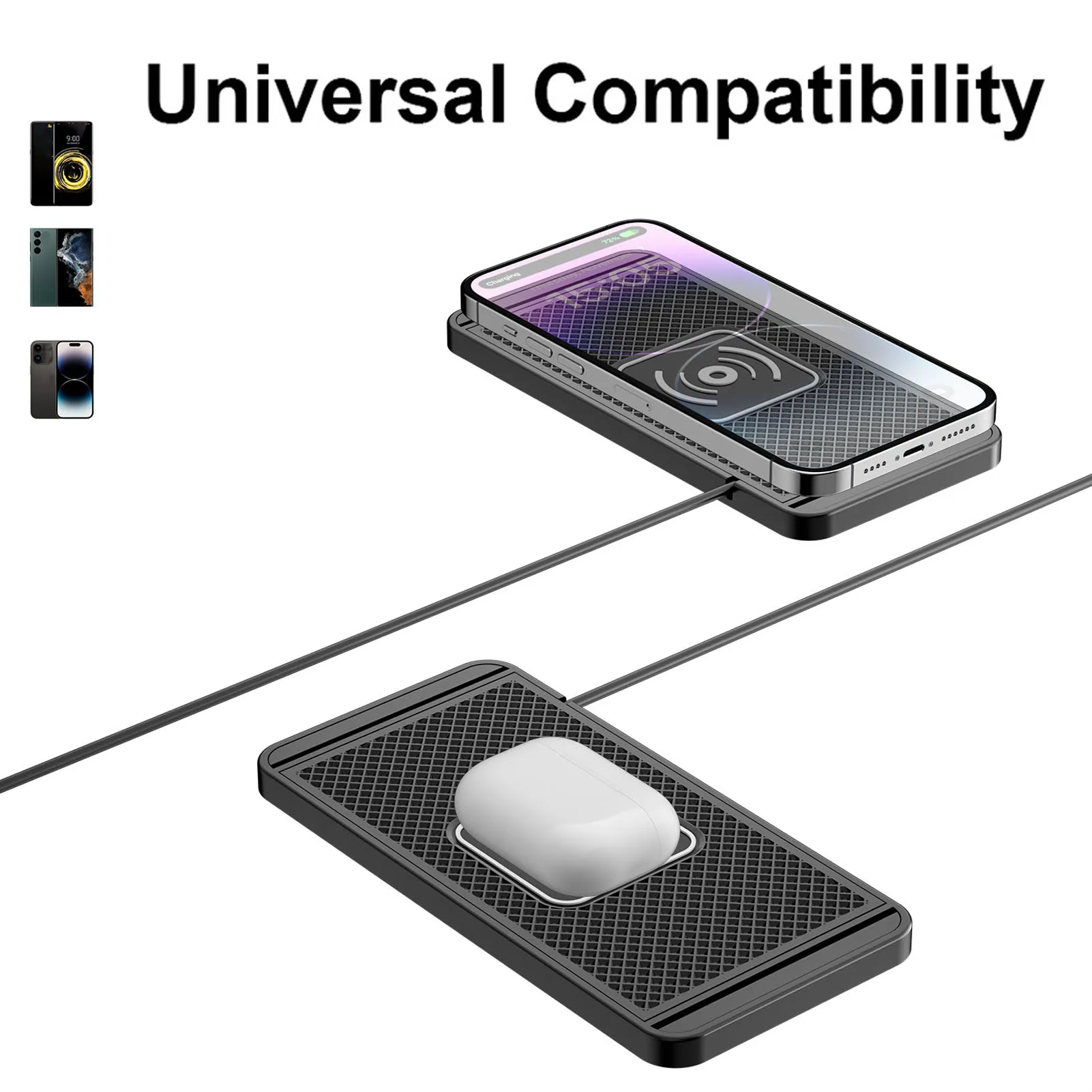 Wireless Car Charging Pad Fit for IOS 11 12 14 15 16 17 Phone 20W Fast  Cordless Non Slip Mat Wireless Car Charging Pad
