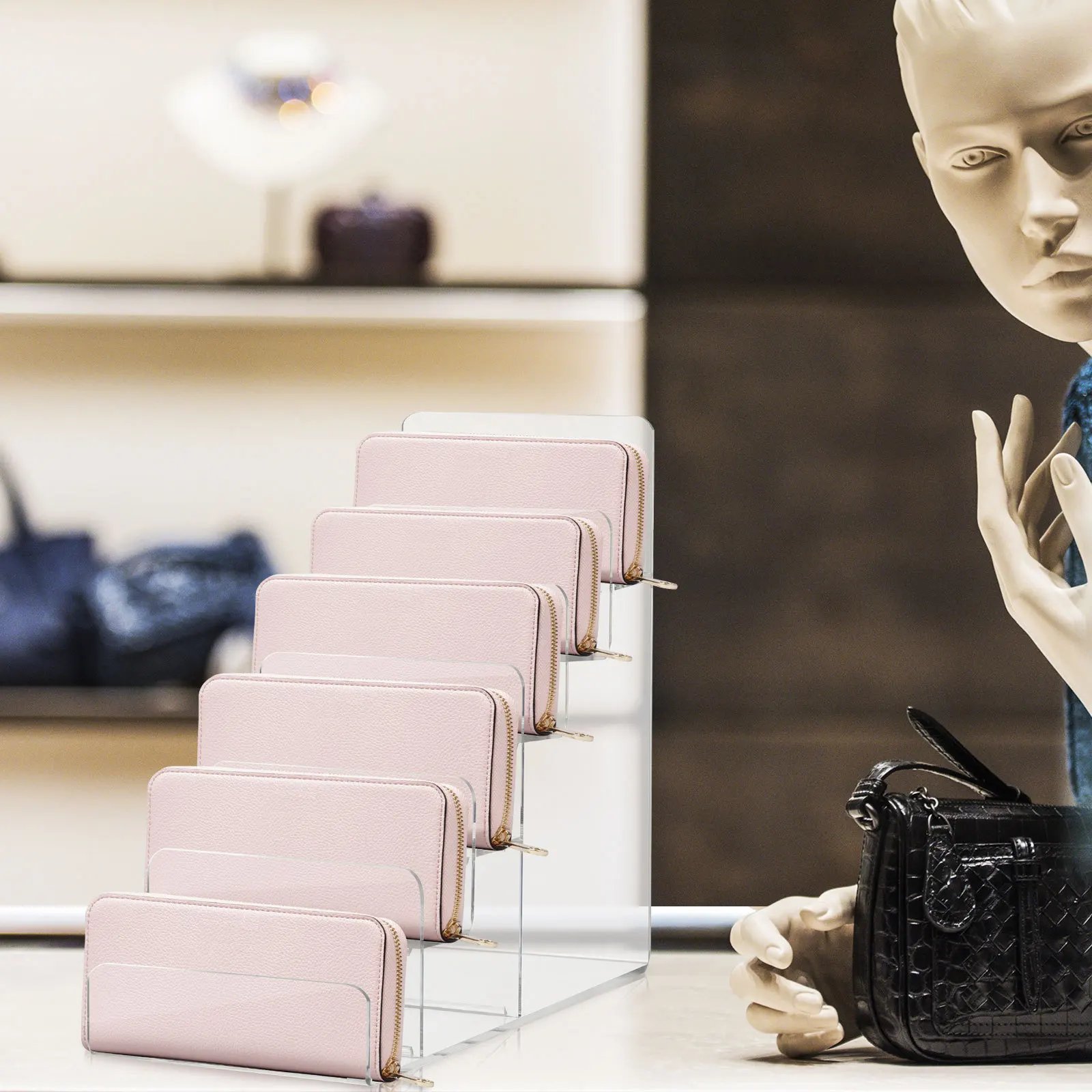 

1Pcs Transparent Acrylic Multi-Layer Wallet Storage Rack Purse Organizer Holder Jewelry Glasses Display Stand Wallet Organizer