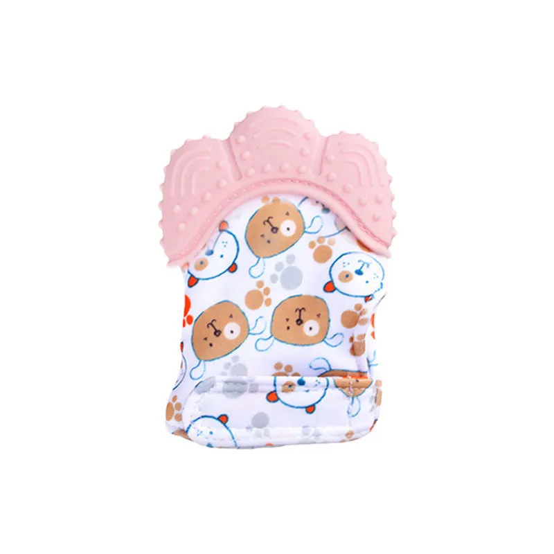Baby Silicone Teething Glove Fit For Newborn Toddler, Bite‑Resistant Squeaky Teether Toy For Baby Soothing Chewing Relief