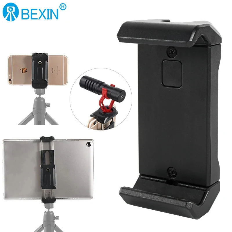 New upgraded hot shoe Mobile Phone Clip Clamp Bracket Holder Stand Support Mount Universal Mobile phone holder for Monopod 