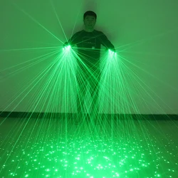 New 532nm Green Laser Gloves 4Pcs Gypsophila Laser Beam LED Stage Gloves For LED Luminous Costumes Dance Performance