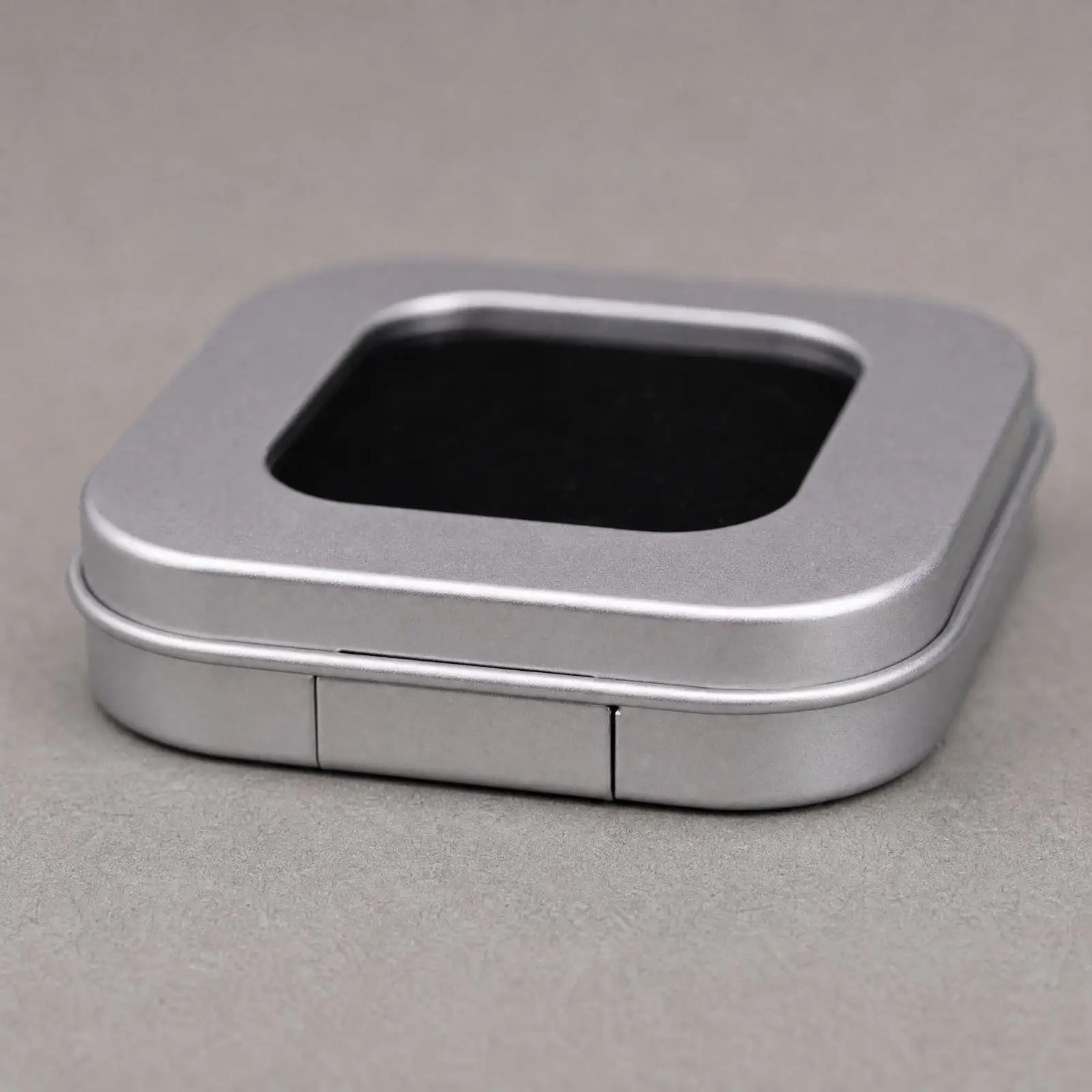 Pocket Gemstone Case ABS Material Silver Tone Rounded Square Design Soft Insert for Loose Diamond Specimens Storage