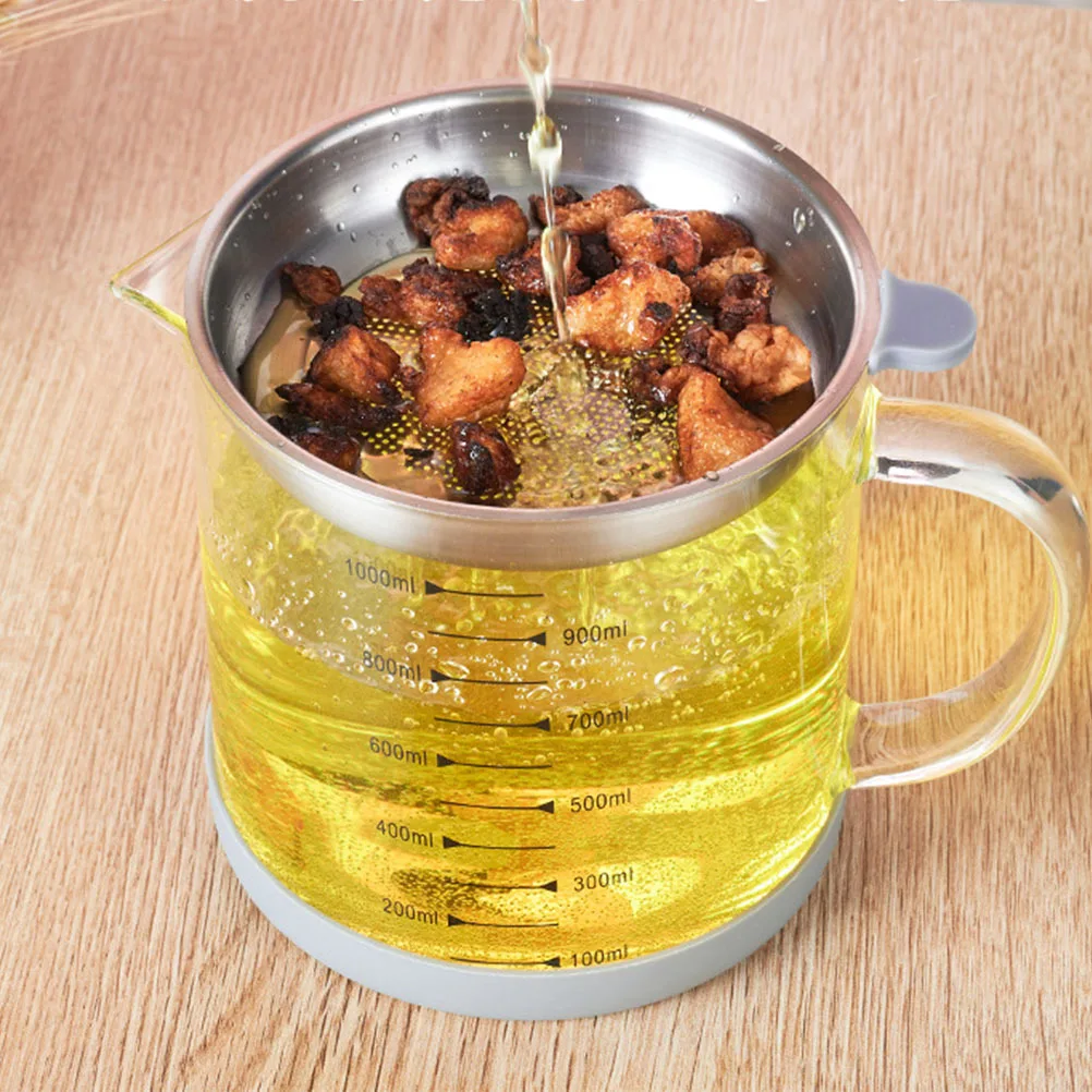 

1000Ml Oil Pot Filtered Oil Jug Stainless Steel Fine Mesh Strainer for Kitchen Grease Container Bacon Fat Storage Drip Proof