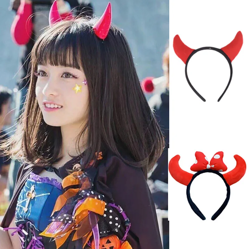 

Small Demon Devil Horns Headband Hairpins Halloween Party Women Girls Cosplay Costume Halloween Gift Birthday Party Hair Bows