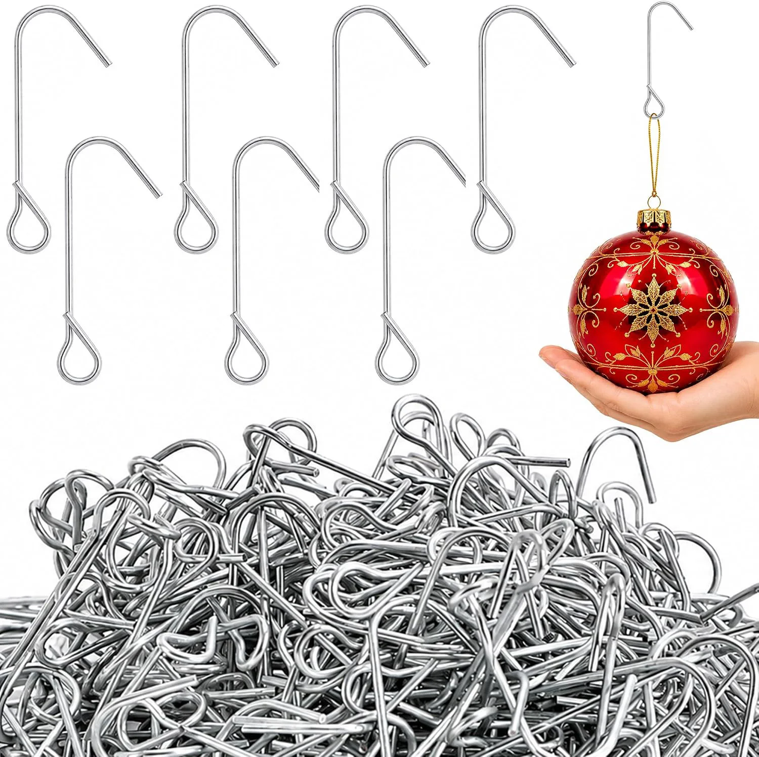 300/200/100 Pcs Heavy Duty Christmas Ornaments J Hooks, Metal Xmas Ornament Hangers