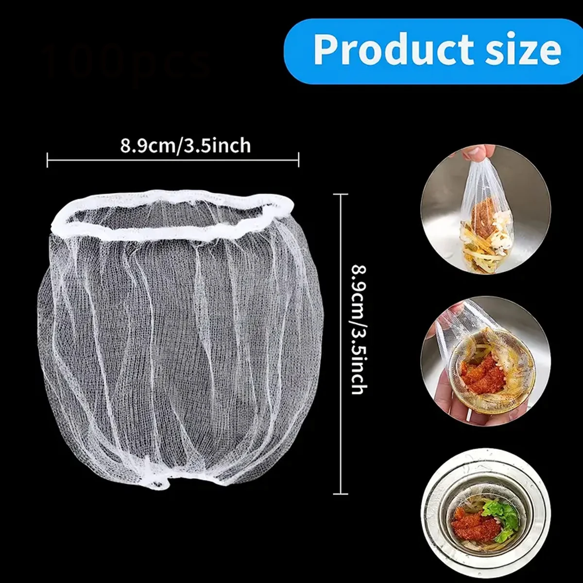 50/100/100 Pcs Kitchen Sink Strainer Mesh Bag Disposable Sink Net Strainer Filter Bags For Sink Drain For Collecting Kitchen