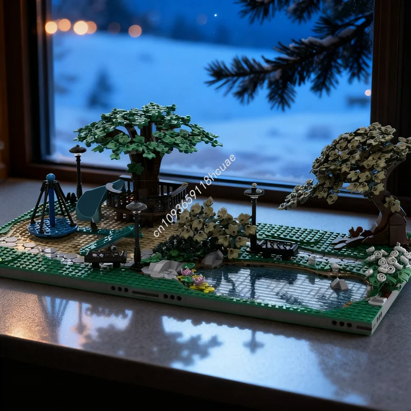1818 قطعة MOC بركة وملعب حزمة المدينة نموذج اللبنات ألعاب البناء فكرة إبداعية التعليم هدية الكريسماس للأطفال