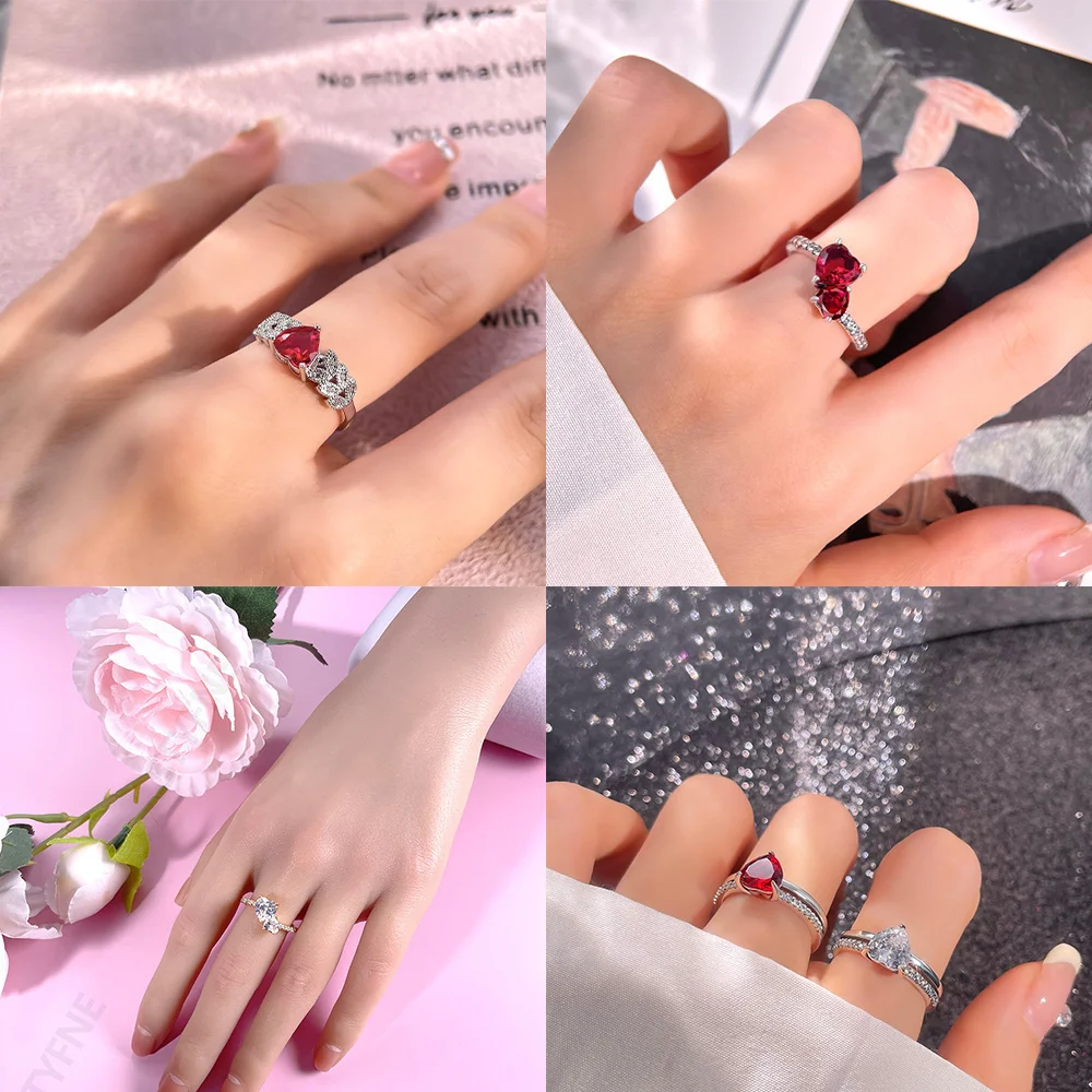 Anillos en forma de corazón de amor eterno de Plata de Ley 925 para mujer, joyería de aniversario, regalos de moda para madre, esposa y niña