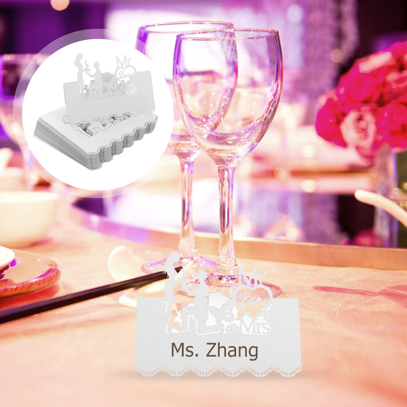 

50Pcs Blank Place Cards Laser Cut Hollow Design Elegant Name Tags for Wedding Party Table Decoration Seat Holder Accessories