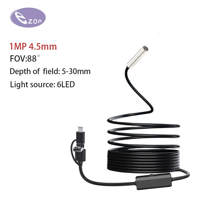 720p 4.5mm Android Endoscope Camera 3 IN1 Micro USB Type C Borescope Camera Waterproof LED Car Inspection For HUAWEI XIAOMI PC