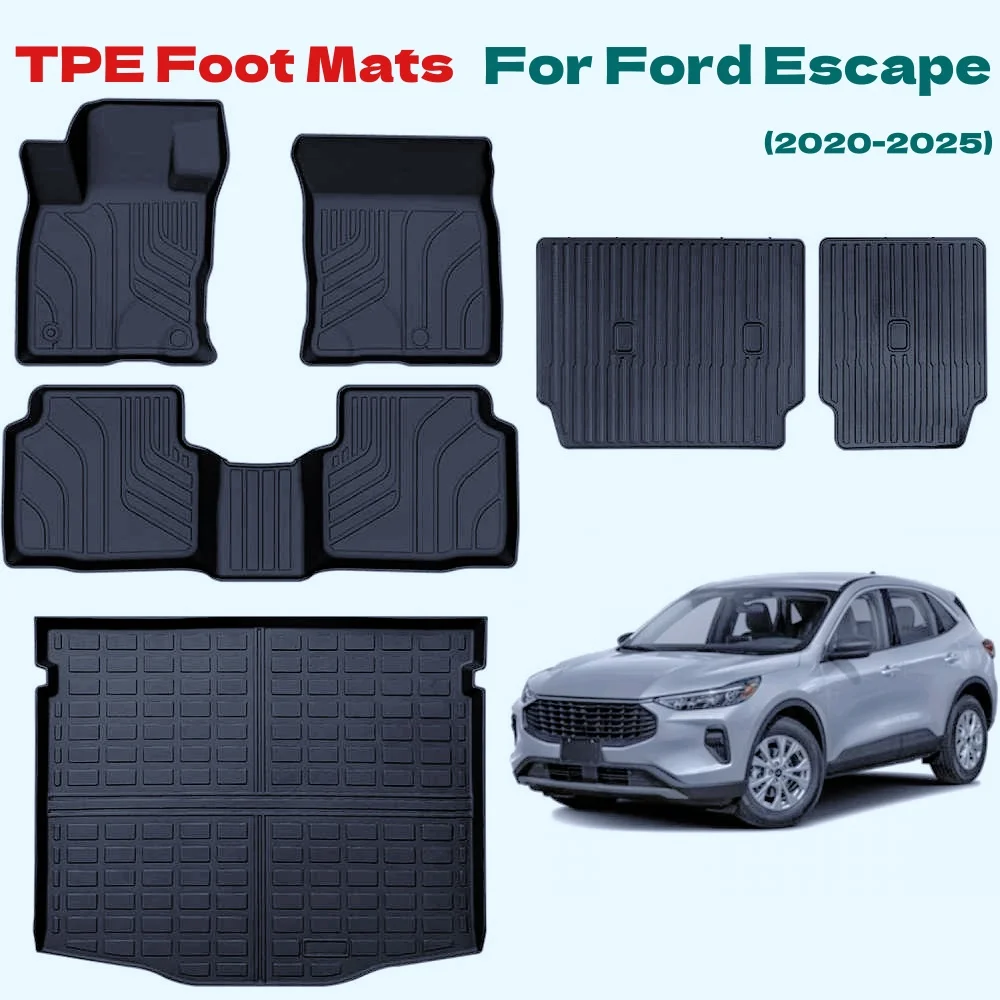 

Car Floor Mats for Ford Escape 2020-2024 2025 (Not for Hybrid) All Weather Protection TPE Car Mats Custom Car Liners Accessories