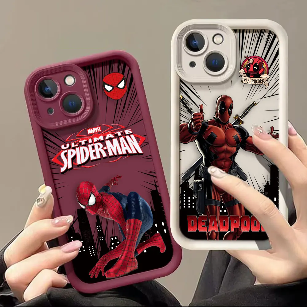 

Marvel SpiderMan Deadpool Phone Case For Realme C20 C21Y C30 C31 C33 C35 C53 C55 12 11 8 8I 7I GT 3 NARZO 50 5G Case Funda Shell