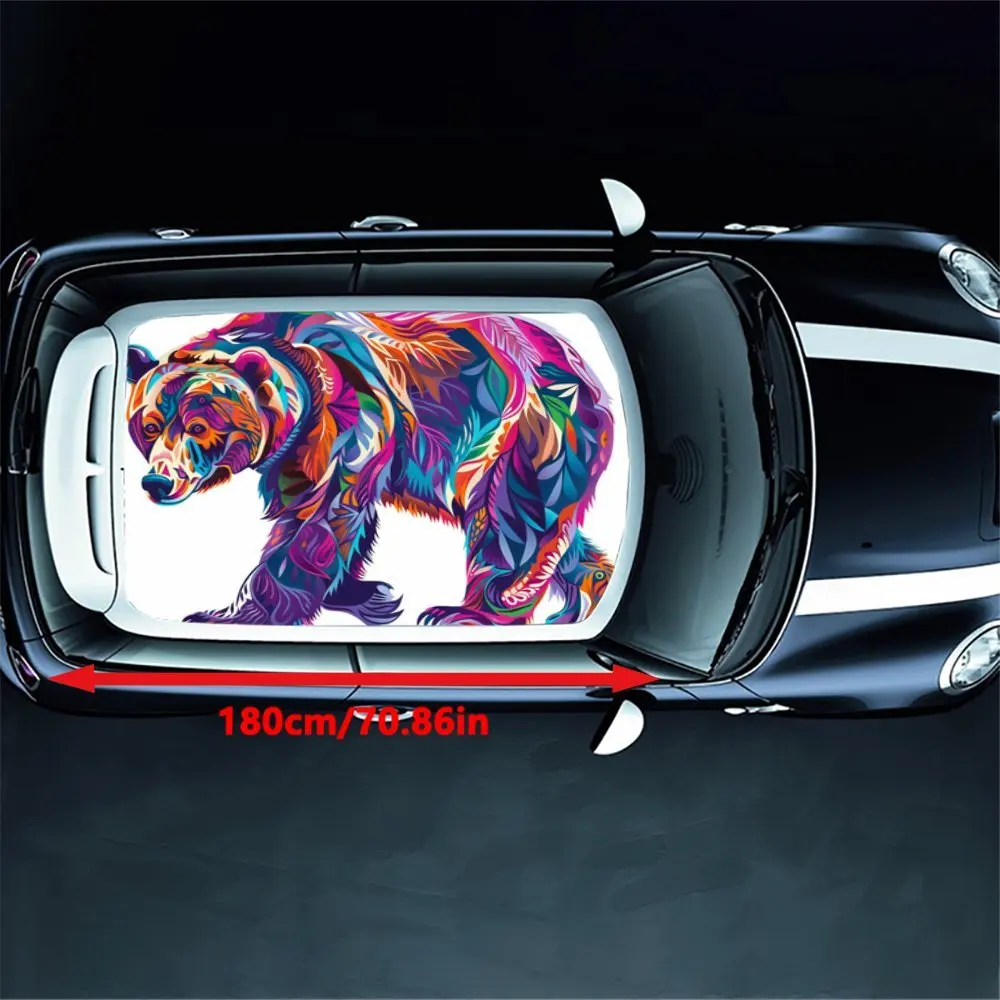 Fantasy brown bear pattern car vinyl wraps, car roof graphic stickers, create a unique ride