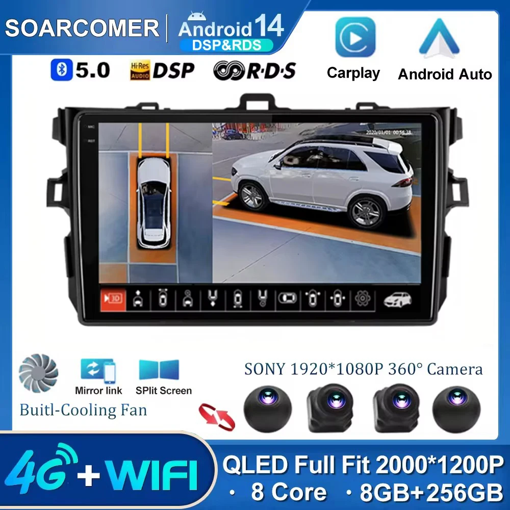 

Android 14 Car Radio Multimedia Video Player For Toyota Corolla E140/150 2009-2013 Stereo Carplay Autoradio GPS Navigation DSP