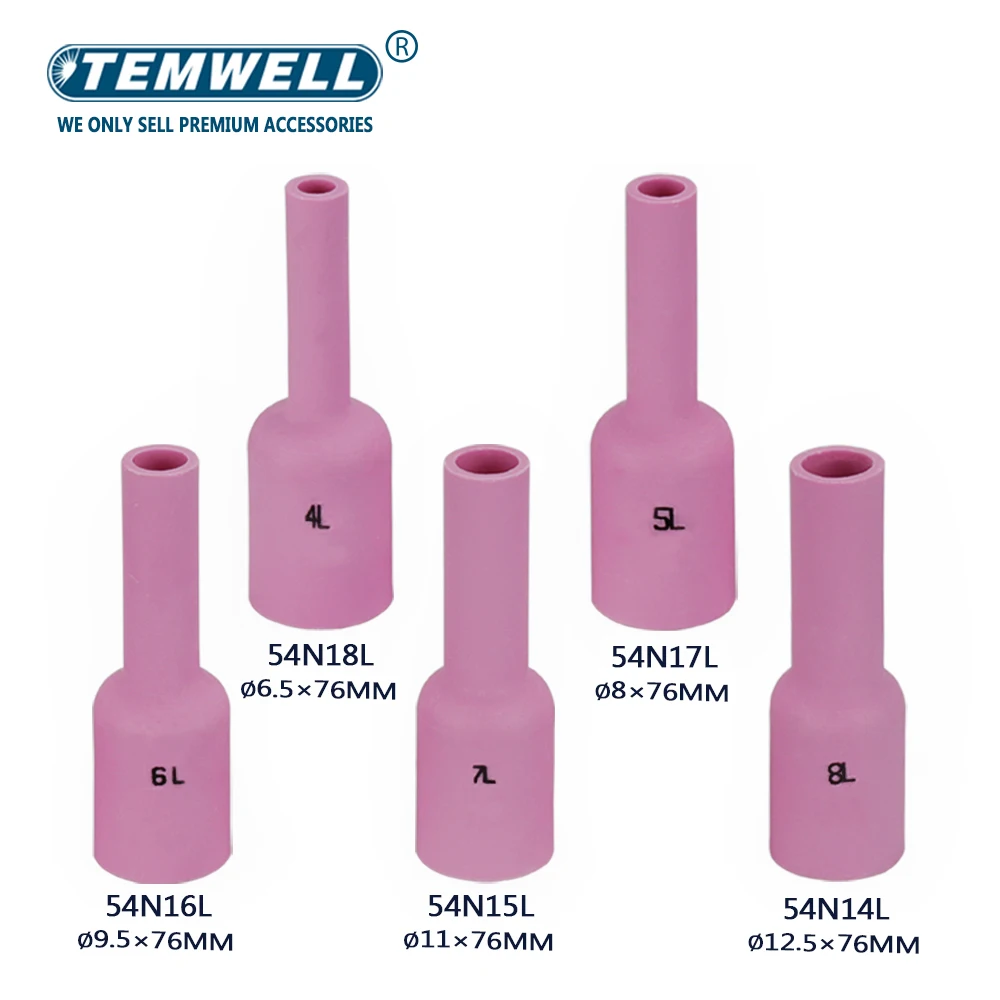 Imagem -04 - Bicos de Alumina para Tig Acessórios da Tocha da Soldadura 76 mm 54n14l 54n15l 54n16l 54n17l 54n18l Wp17 18 26 10 Peças pela Caixa