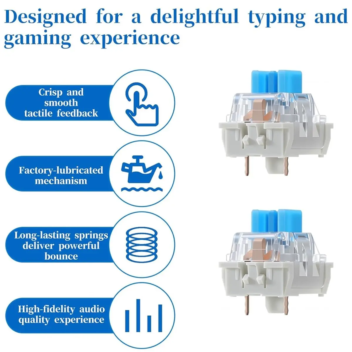 New Electronics 50 PCS Mechanical Keyboard Switches 3 Pin Blue Clicky Switches Dustproof Keyboard Clicker Keys Replacement