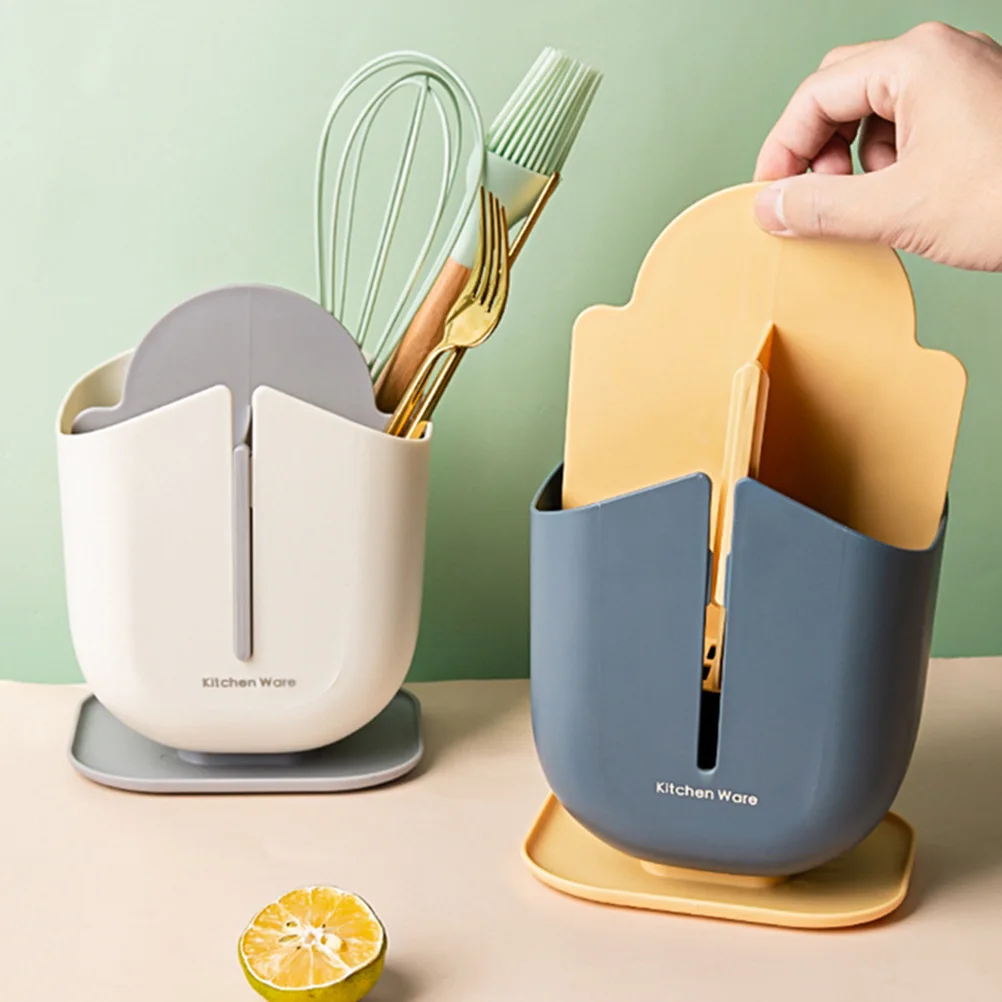 

1pc Modern Chopsticks Storage Box Plastic Flatware Holder Cutlery Rack Drainage Partitioned Utensil Container Easy