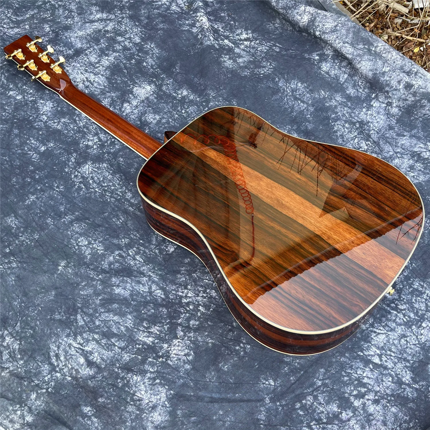 All Solid Wood Cedar Top Cocobolo Body D Type Acoustic Guitar Abalone Inlays Ebony Fingerboard