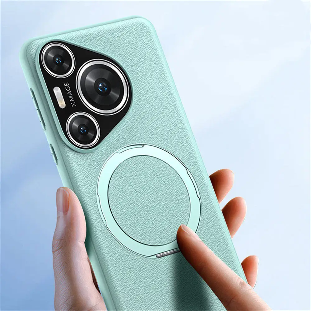 Magnetische PU Leder schlanke Hülle für Huawei Pura 70 Pro 70 Magsafe Ring halterung Abdeckung